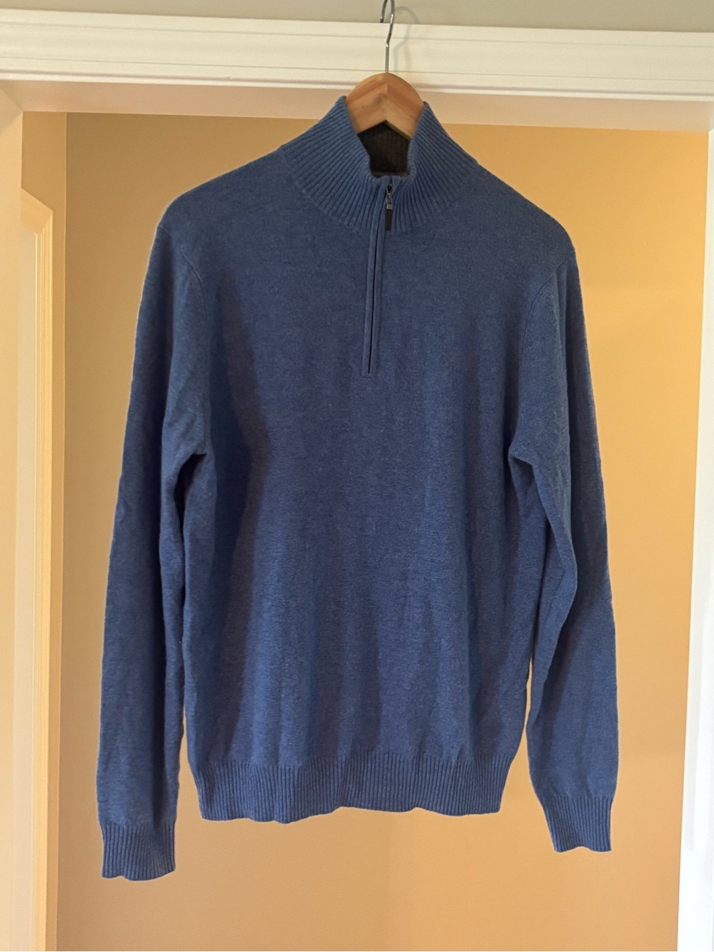 Neiman Marcus Men's 100% Cashmere Blue Half-Zip Sweater
